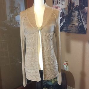 Madison tan Angora blend Cable knit cardigan